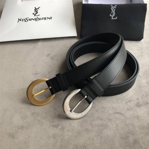 YSL Saint Laurent MOON Smooth Leather Buckle Narrow 3.0CM Belt