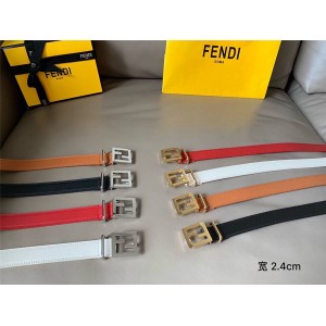 Fendi women's new plain cowhide double F buckle 2.4CM belt