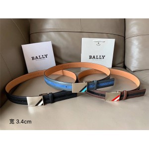 bally new leather stitching stripes business casual belt