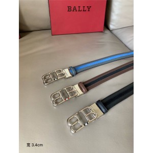 bally new men's leather stitching striped Britt belt