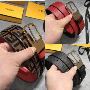 FENDI men's new embossed cowhide FF pattern belt