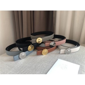 Hermes new ladies double-sided leather round buckle belt