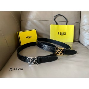 FENDI Men's Crocodile Karligaphy Buckle Belt