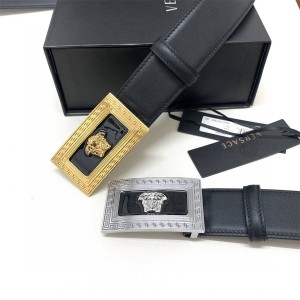 Versace Men's Medusa Buckle Calf Leather Belt