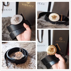 Versace Men's Medusa Head Diamond Buckle Belt