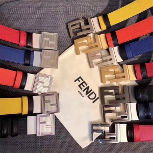 Fendi color-block leather FF buckle double-sided men's belt 3.5CM