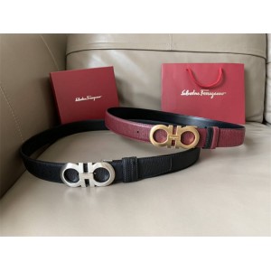 Ferragamo water ripple leather GANCINI men's belt