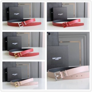 YSL Saint Laurent MONOGRAM shiny leather square buckle belt 634437