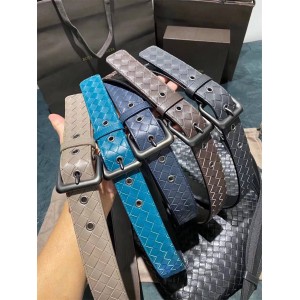 Bottega Veneta BV Men's Braided Leather Gunmetal Pin Buckle Belt