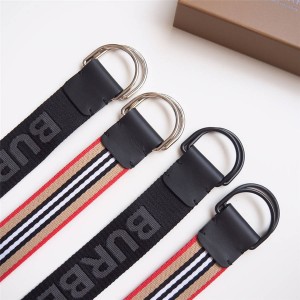 Burberry Men's Striped Webbing Double D-Ring Buckle 4.0cm Belt