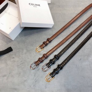 Celine Women's Belt Water Snake Leather Pin Buckle Belt