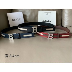 BALLY Striped Metallic Letter B Buckle Men's Belt