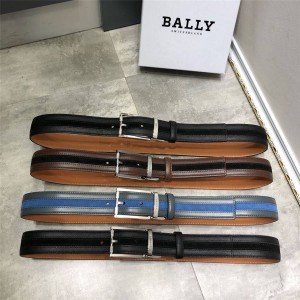 BALLY men's ASTOR leather stitching striped 3.5CM belt