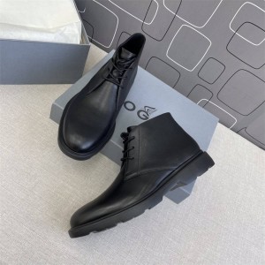 HOGAN Men's H393 Series High-Top Leather Shoes Desert Boots