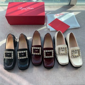 Roger Vivier RV Preppy Viv' patent-leather loafers with diamond buttons