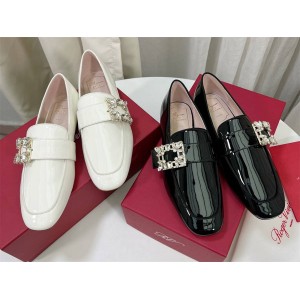 Roger Vivier RV Mini Broche Vivier patent-leather loafers with diamond buttons