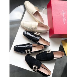 Roger Vivier RV Mini Broche Vivier Buckle Suede Loafers