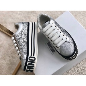 Moschino new women's shoes sequined leather platform casual shoes
