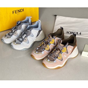 Fendi women's shoes suede stitching FFluid sneakers 8E7043