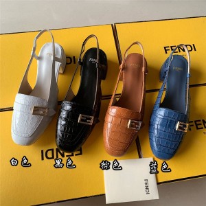 FENDI crocodile pattern single shoes slingback women's shoes sandals high heels