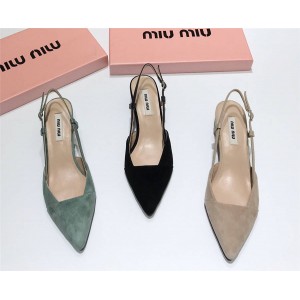 MIUMIU new suede suede back strapped chunky heel high heel sandals