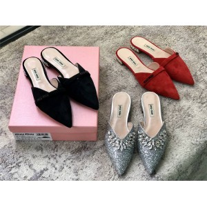 MIUMIU New Crystal Decorative Glitter Muller Slippers 5F559C