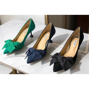 MIUMIU new satin bow decorated pointed high heels