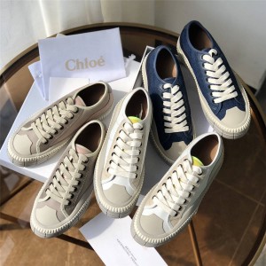 Chloe's new Clint nylon stitching suede calfskin low-top sneakers