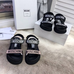Moschino new women's shoes LOGO Velcro platform sandals