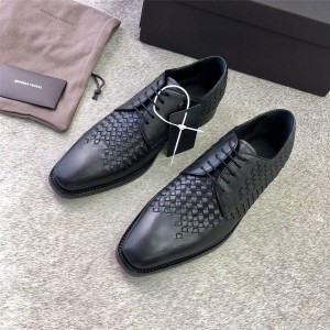 BOTTEGA VENETA BV mixed woven leather business lace-up shoes