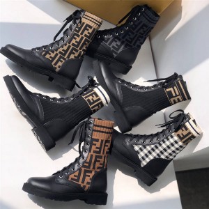 FENDI Women's FF Rockoko Martin Boots Knight Boots 8T6780