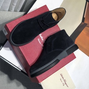 Ferragamo new high-top men's shoes suede frosted short boots
