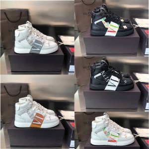 VALENTINO Couple VL7N calfskin strap high-top sneakers