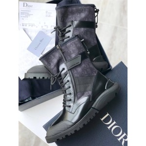 Dior 3D printed leather-paneled high-top mid boots