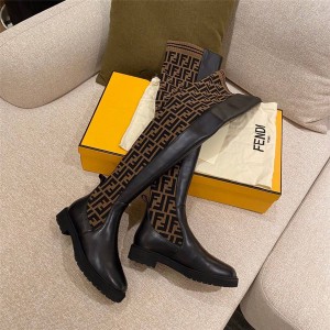 fendi women's boots double F LOGO Rockoko round toe boots