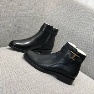 Tod's women's boots T-shaped metal buckle leather and wool ankle boots