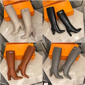 Hermes shoes new leather mid-tube Story boots