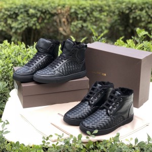 Bottega Veneta BV new fur woven leather high-top shoes