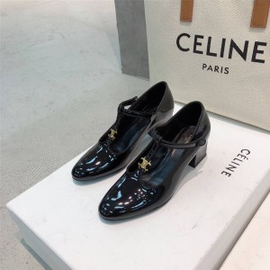 Celine leather shoes BABIES patent leather T-high heels 33389300