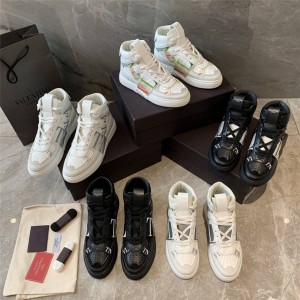 VALENTINO VL7N mid-cut calfskin lace-up sneakers