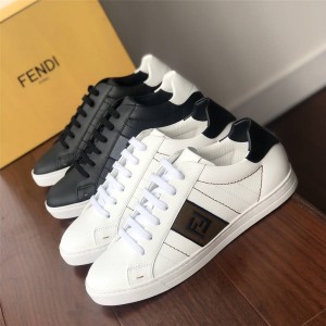 FENDI men's shoes FF pattern embroidery leather sneakers 7E1166