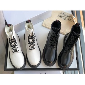 Alexander McQueen women's boots new wool hybrid lace-up boots Martin boots