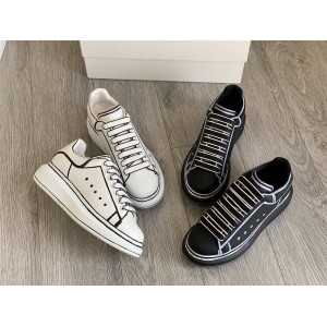 Alexander McQueen couple graffiti small white shoes sneakers