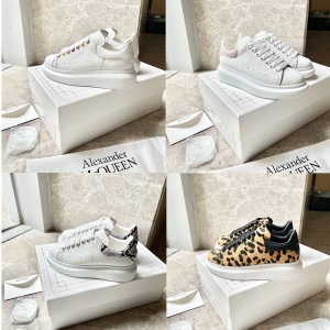 Alexander McQueen white shoes snake print leopard print sneakers 553770