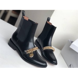 Givenchy Women's Boots New Leather Chelsea Booties with Chain
