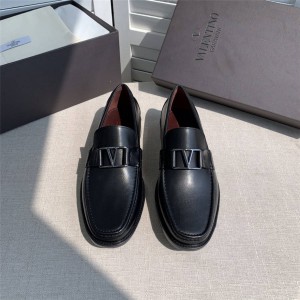 VALENTINO men's shoes leather VLogo loafers leather shoes