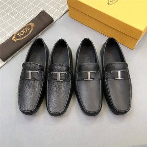 Tod's men's shoes new T-buckle plain/grain leather driving shoes