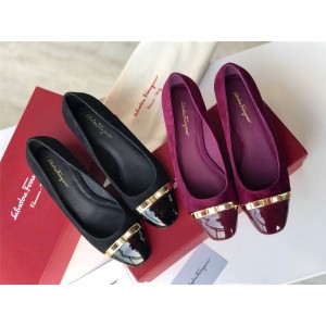 FERRAGAMO Vulci Low Heel Bow Suede Shoes for Women