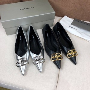 Balenciaga women's shoes new pointed toe LOGO flat shoes single shoes