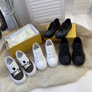 FENDI FORCE white fabric and leather low-top sneakers 8E8109